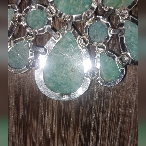 Enormous Rough Cut Amazonite Statement Necklace - Picture 5 of 6